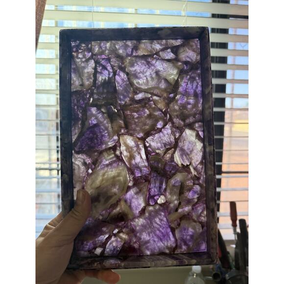 Vintage Global Views Amethyst Jewelry Box Purple Trinket Box 11"x7"x2.5" *READ - Picture 2 of 16